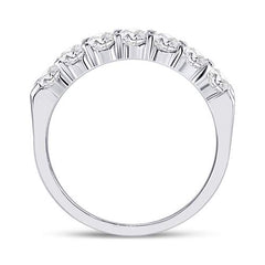 14kt White Gold Womens Round Diamond Single Row Comfort Wedding Band 3/4 Cttw
