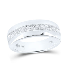 14kt White Gold Mens Round Diamond Wedding Anniversary Band Ring 1.00 Cttw