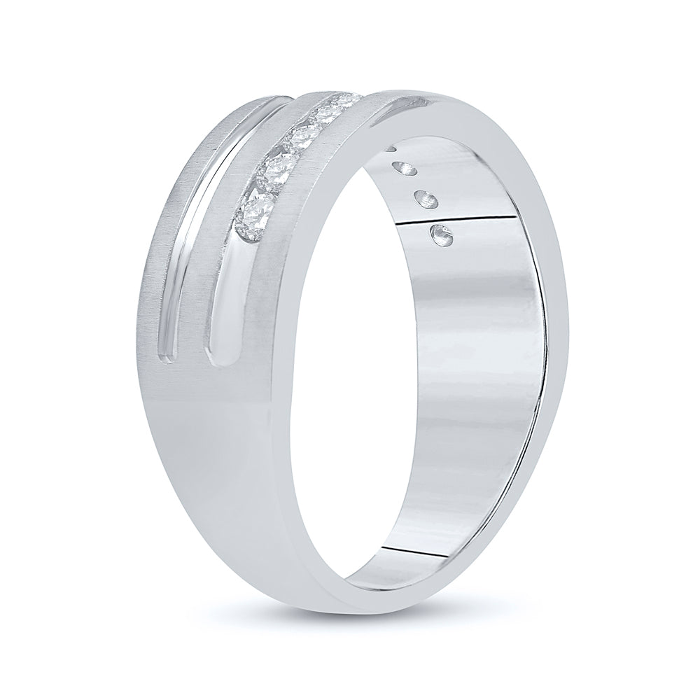 10kt White Gold Mens Round Diamond Wedding Band Ring 1/2 Cttw