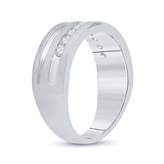 10kt White Gold Mens Round Diamond Wedding Band Ring 1/2 Cttw