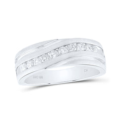 10kt White Gold Mens Round Diamond Wedding Band Ring 1/2 Cttw