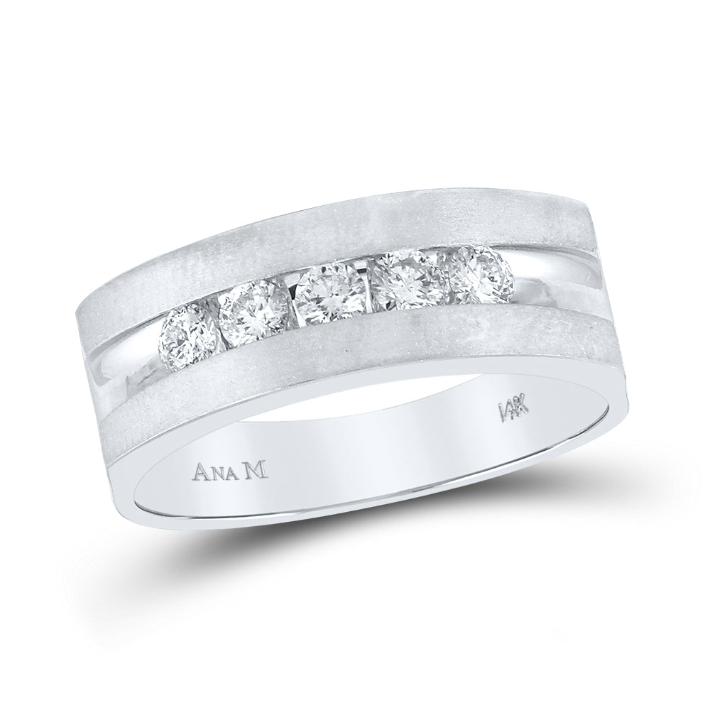 14K White Gold 1/2 CTW-Natural Diamondmens Band 7.28 Gram