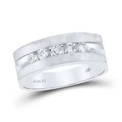 14K White Gold 1/2 CTW-Natural Diamondmens Band 7.28 Gram