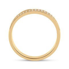 10kt Yellow Gold Mens Round Diamond 2-Row Wedding Anniversary Band Ring 1/4 Cttw