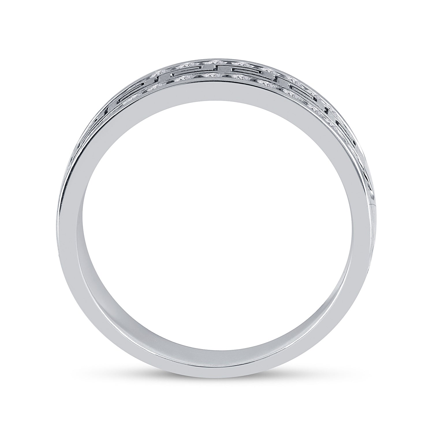 14k White Gold Mens Round Diamond Grecco Wedding Anniversary Band 3/4 Cttw