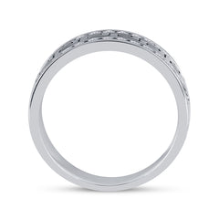 14k White Gold Mens Round Diamond Grecco Wedding Anniversary Band 3/4 Cttw