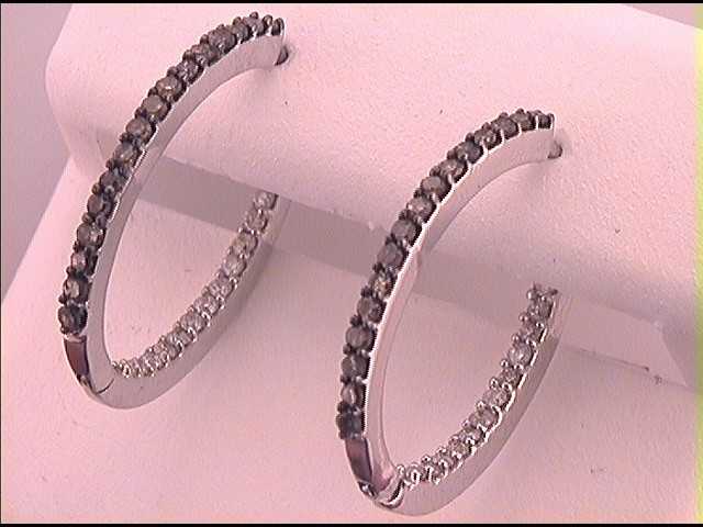 1/2CTW-DIA NATURAL BROWN HOOP EARRING