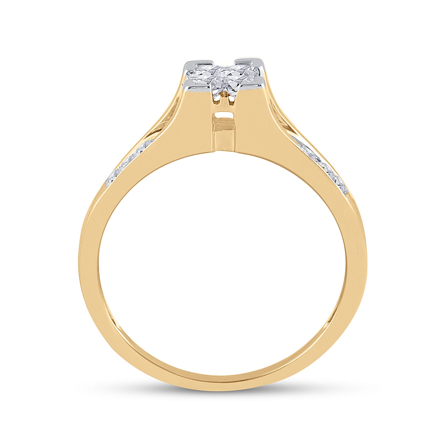 10kt Yellow Gold Womens Princess Diamond Bridal Wedding Engagement Ring Band Set 1/2 Cttw