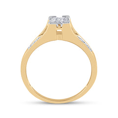 10kt Yellow Gold Womens Princess Diamond Bridal Wedding Engagement Ring Band Set 1/2 Cttw