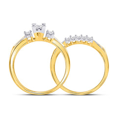 10kt Yellow Gold Womens Princess Diamond Bridal Wedding Engagement Ring Band Set 1/2 Cttw - Size 6