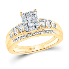 10kt Yellow Gold Womens Round Diamond Cluster Bridal Wedding Engagement Ring 1/2 Cttw