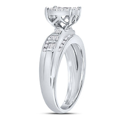 10kt White Gold Womens Round Diamond Cluster Bridal Wedding Engagement Ring 1/2 Cttw