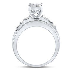 10kt White Gold Womens Round Diamond Cluster Bridal Wedding Engagement Ring 1/2 Cttw