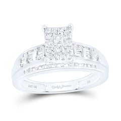 10kt White Gold Womens Round Diamond Cluster Bridal Wedding Engagement Ring 1/2 Cttw