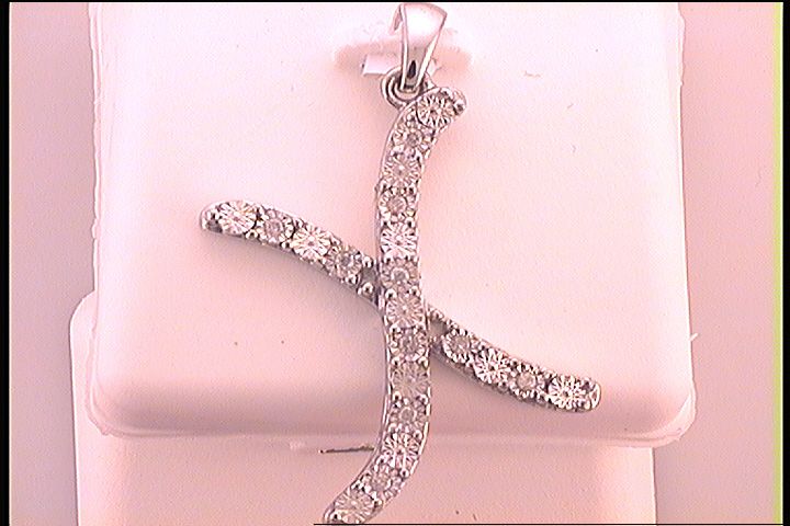 1/10CTW-DIA LADIES INITIAL "X" PENDANT"
