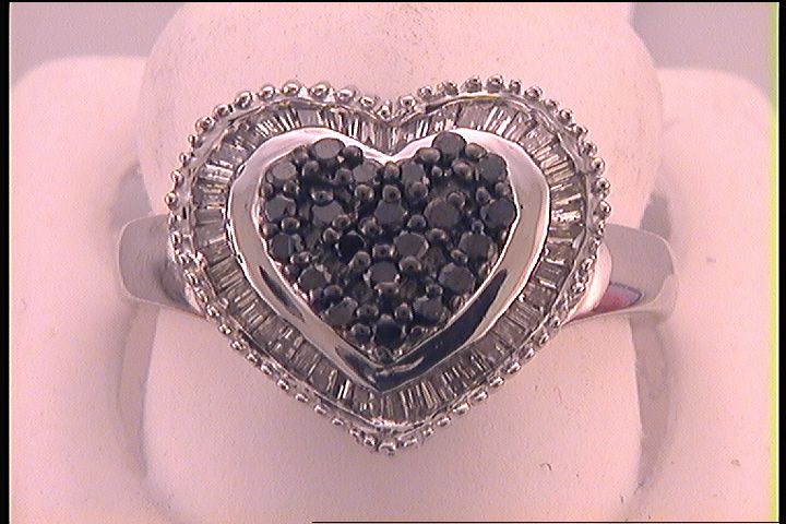 3/4CTW-DIA HEART BLACK RING