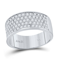 10kt White Gold Womens Round Diamond Wedding Band 1.00 Cttw