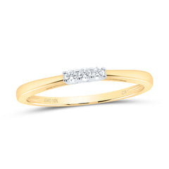 10kt Yellow Gold Womens Round Diamond 3-stone Bridal Wedding Engagement Ring 1/20 Cttw