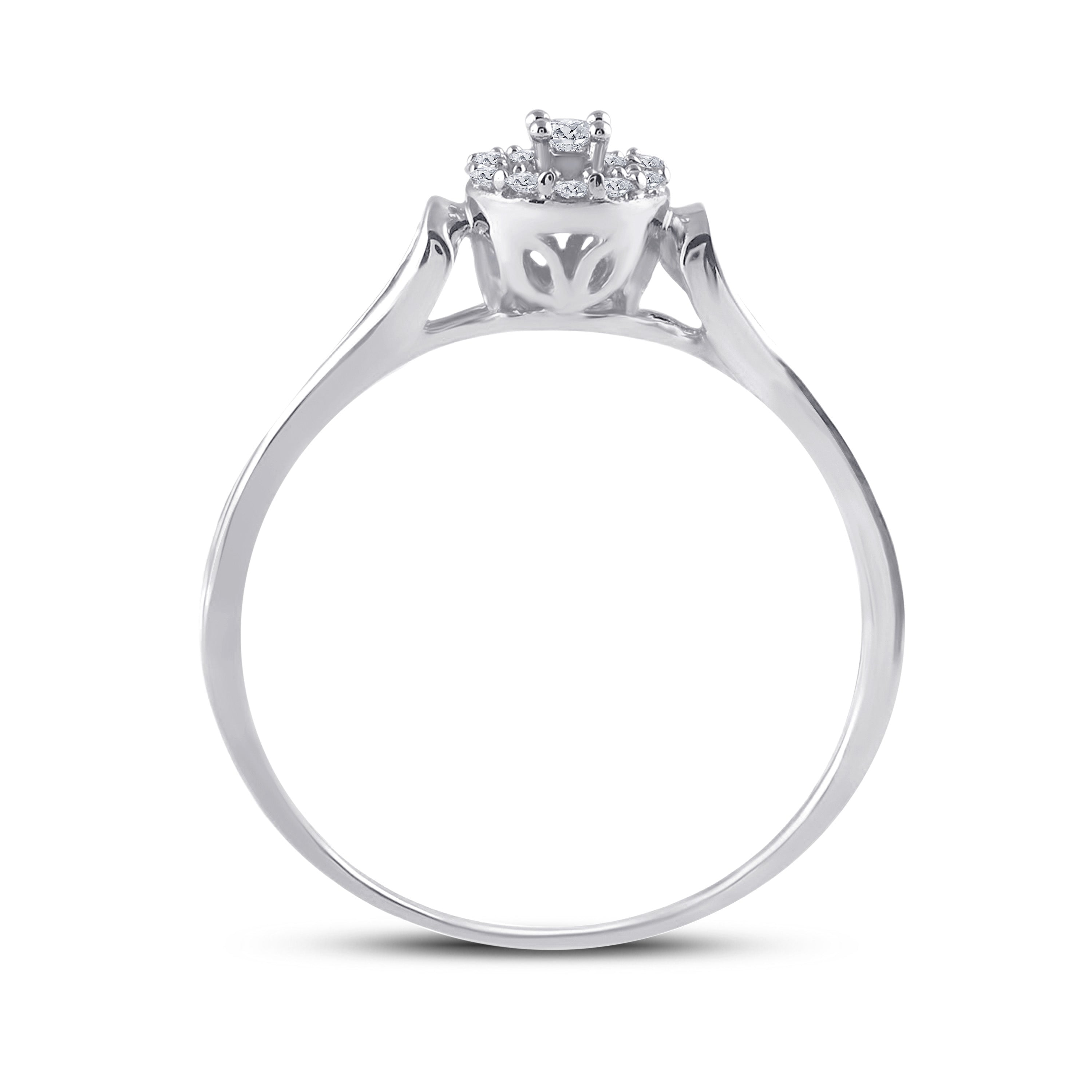 10kt White Gold Womens Round Diamond Solitaire Bridal Wedding Engagement Ring 1/10 Cttw