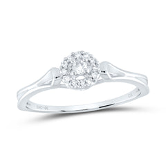 10kt White Gold Womens Round Diamond Solitaire Bridal Wedding Engagement Ring 1/10 Cttw