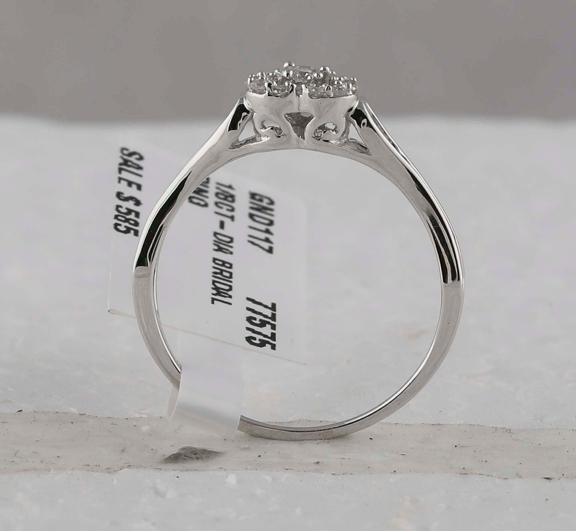 10kt White Gold Womens Round Diamond Heart Promise Bridal Ring 1/10 Cttw