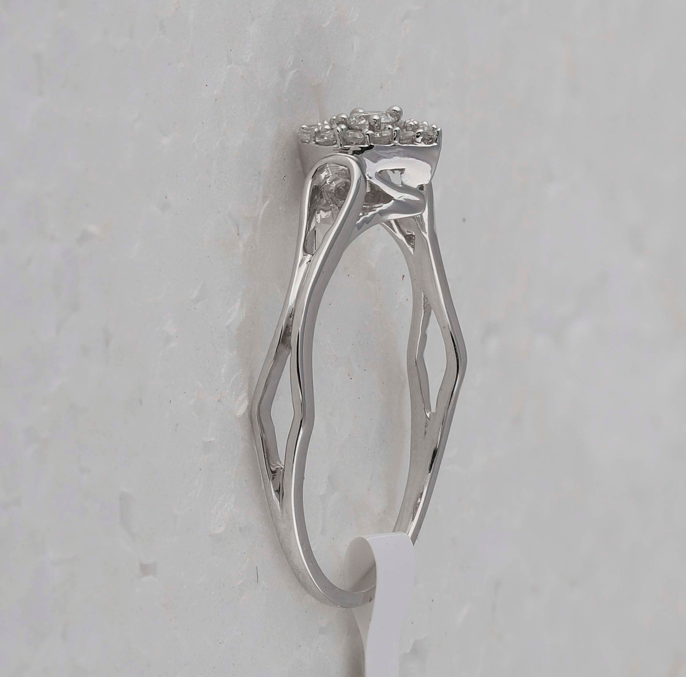 10kt White Gold Womens Round Diamond Heart Promise Bridal Ring 1/10 Cttw