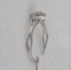 10kt White Gold Womens Round Diamond Heart Promise Bridal Ring 1/10 Cttw