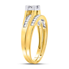 10kt Yellow Gold Womens Princess Diamond Bridal Wedding Engagement Ring Band Set 1/2 Cttw