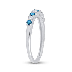 10kt White Gold Womens Round Blue Color Enhanced Diamond Wedding Band Ring 1/2 Cttw
