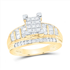 10kt Yellow Gold Womens Princess Diamond Cindy's Dream Cluster Bridal Wedding Engagement Ring 7/8 Cttw - Size 9