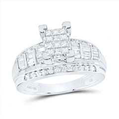 10kt White Gold Womens Princess Diamond Cindy's Dream Cluster Bridal Wedding Engagement Ring 7/8 Cttw - Size 7