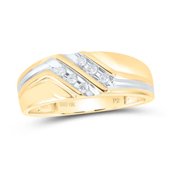 10kt Two-tone Gold Mens Round Diamond Wedding Band Ring 1/8 Cttw