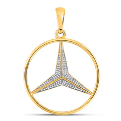 10K Yellow Gold Round Natural Diamond Star Circle Pendant 1/3 CTW 4.07 Gram