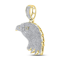 10kt Yellow Gold Mens Round Diamond Eagle Head Charm Pendant 1.00 Cttw