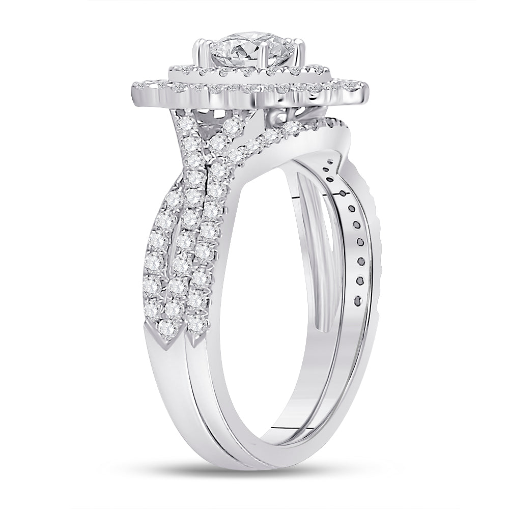 14kt White Gold Womens Marquise Diamond Bridal Wedding Engagement Ring Band Set 2.00 Cttw  (Certified)