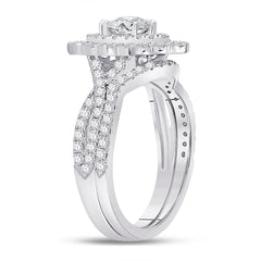 14kt White Gold Womens Marquise Diamond Bridal Wedding Engagement Ring Band Set 2.00 Cttw  (Certified)