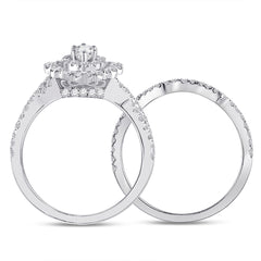 14kt White Gold Womens Marquise Diamond Bridal Wedding Engagement Ring Band Set 2.00 Cttw  (Certified)