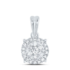 14kt White Gold Womens Round Diamond Halo Cluster Pendant 1/4 Cttw