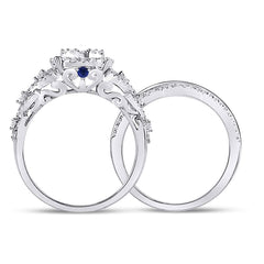 14kt White Gold Womens Round Diamond Bridal Wedding Engagement Ring Band Set 1.00 Cttw