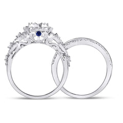 14kt White Gold Womens Round Diamond Bridal Wedding Engagement Ring Band Set 1.00 Cttw