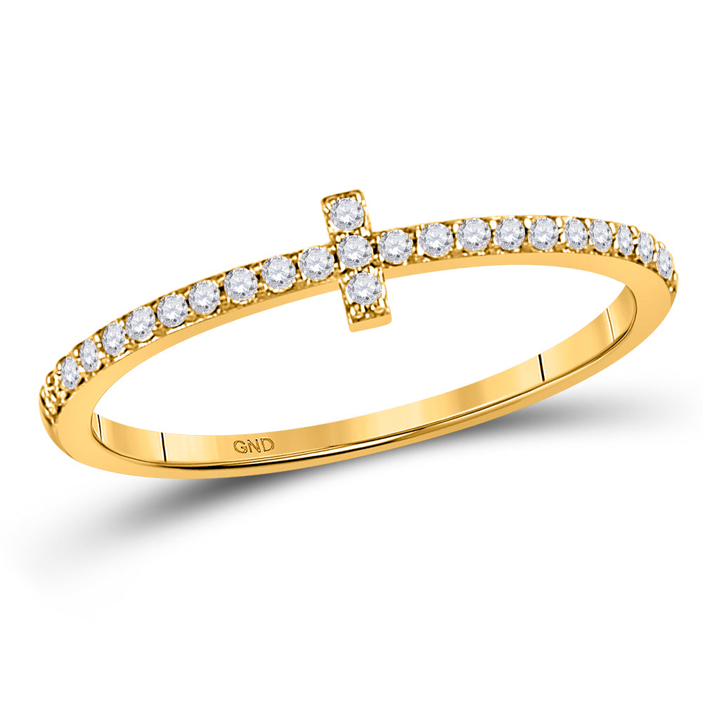 10kt Yellow Gold Womens Round Diamond Stackable Band Ring 1/6 Cttw