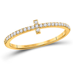 10kt Yellow Gold Womens Round Diamond Stackable Band Ring 1/6 Cttw