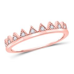 10kt Rose Gold Womens Round Diamond Geometric Stackable Band Ring 1/10 Cttw