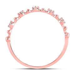 10K Rose Gold Womens Round Natural Diamond Bead Dot Stackable Ring 1/20 CTW 0.58 Gram