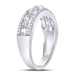 10kt White Gold Womens Round Diamond Chain Link Fashion Band Ring 1/6 Cttw