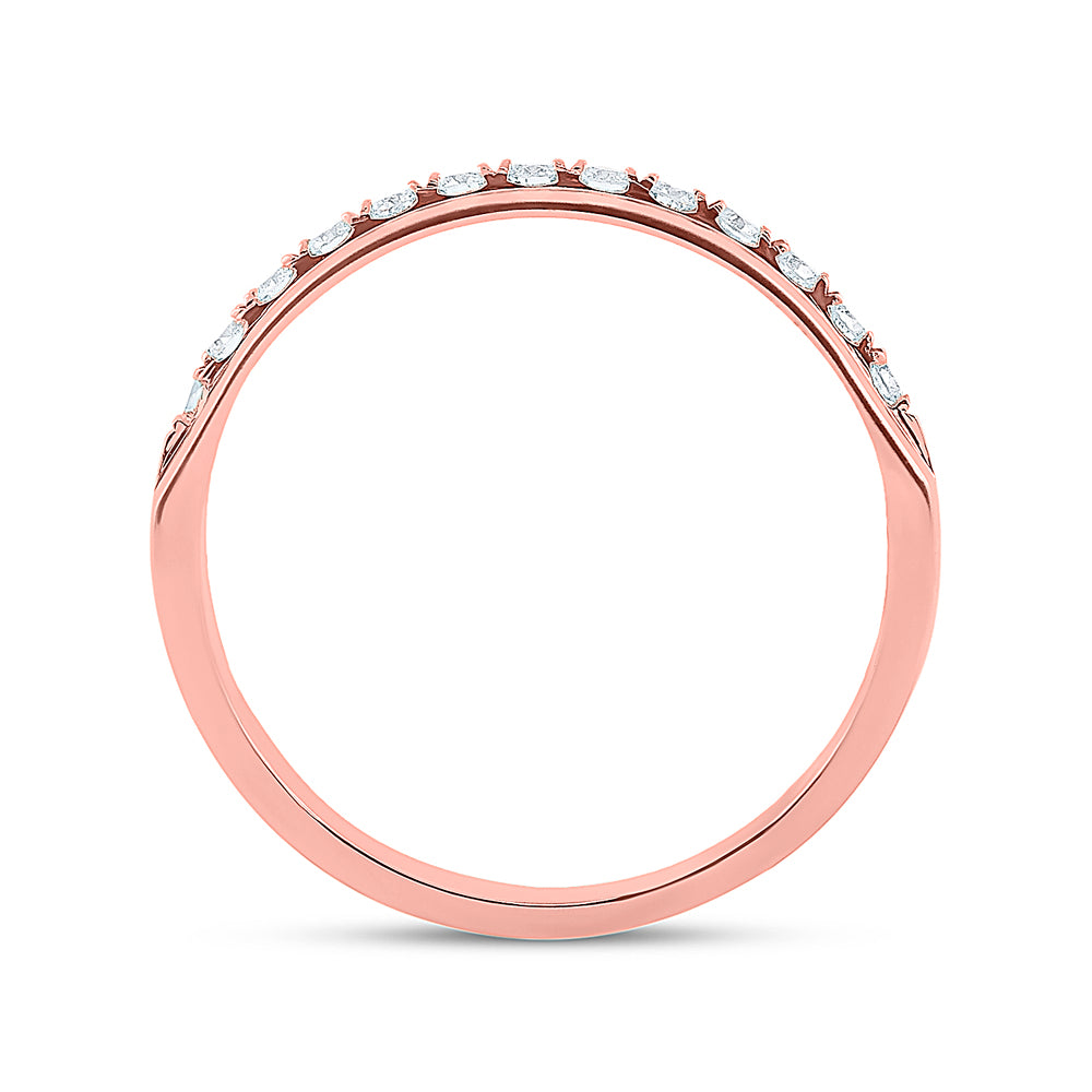 14kt Rose Gold Mens Machine Set Round Diamond Wedding Band Ring 1/3 Cttw