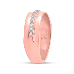 14kt Rose Gold Mens Machine Set Round Diamond Wedding Band Ring 1/3 Cttw