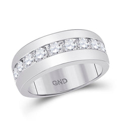 14kt White Gold Mens Round Diamond Single Row Channel-set Band Ring 2.00 Cttw
