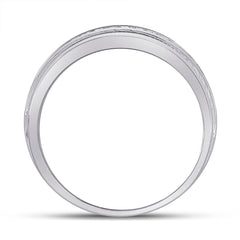 14kt White Gold Mens Round Diamond Single Row Fluted Wedding Band Ring 2.00 Cttw