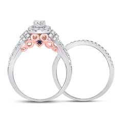 14kt Two-tone Gold Womens Round Diamond Bridal Wedding Engagement Ring Band Set 1.00 Cttw (Certified)